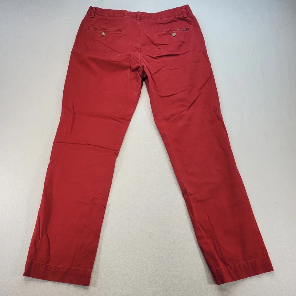 Polo Ralph Lauren Chino Pants Mens 33x32 Red Slim Fit Cotton Twill Flat Front